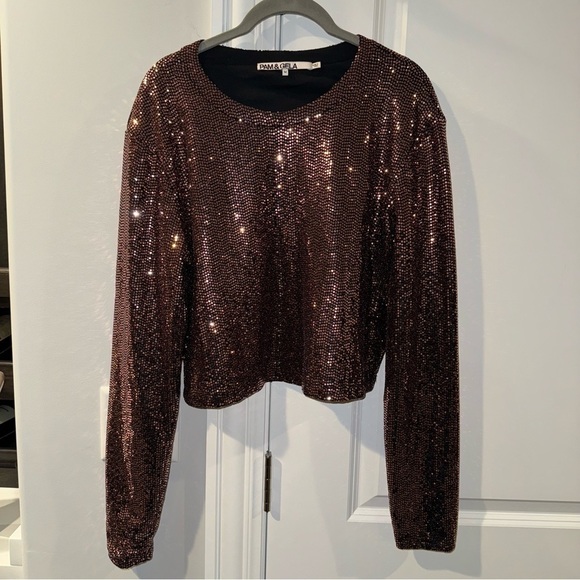 Pam&Gela Mirror Ball Slouchy Long Sleeve Tee - Picture 9 of 13